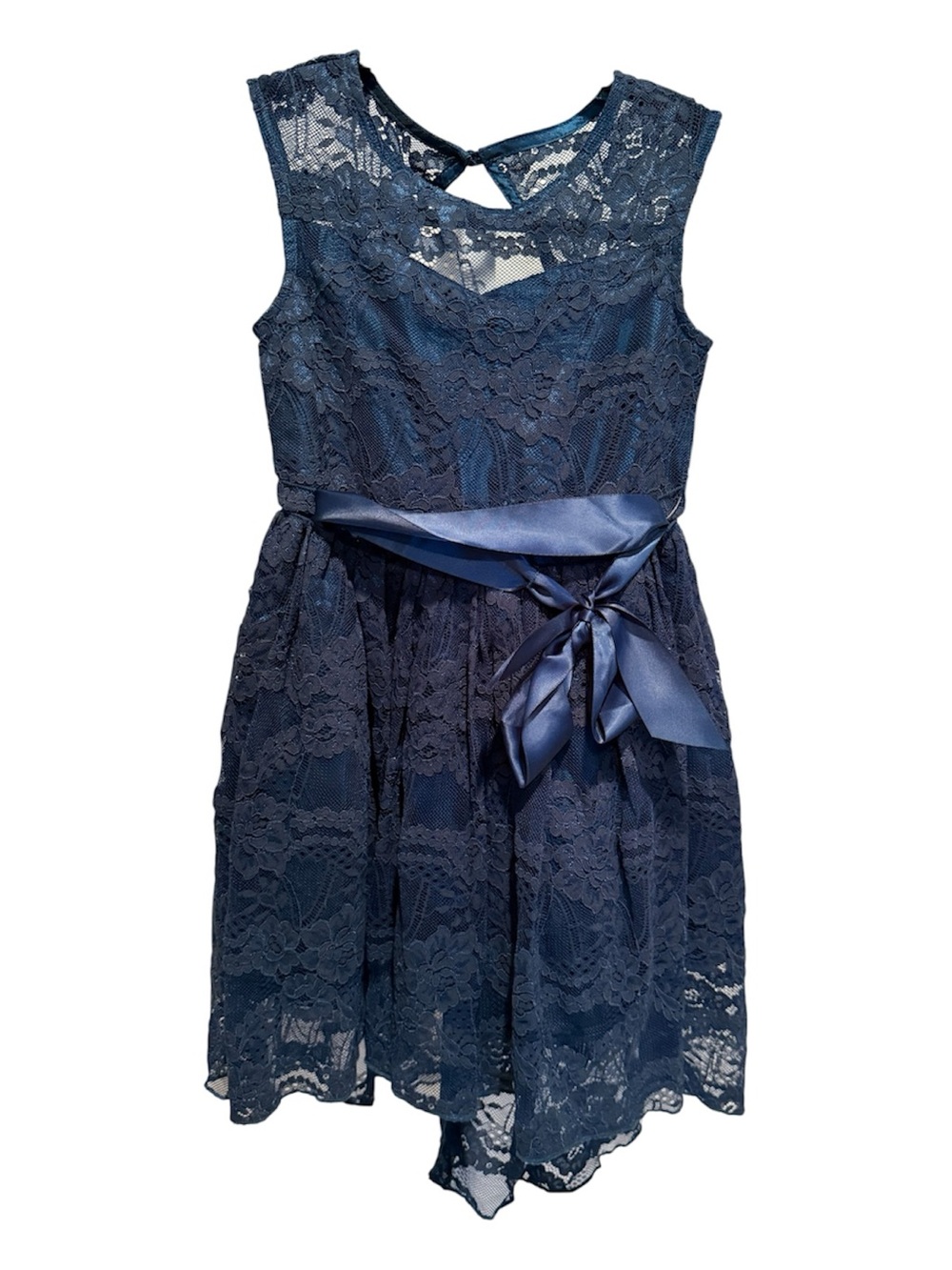 Zunie Green Lace Formal Dress with Satin Bow